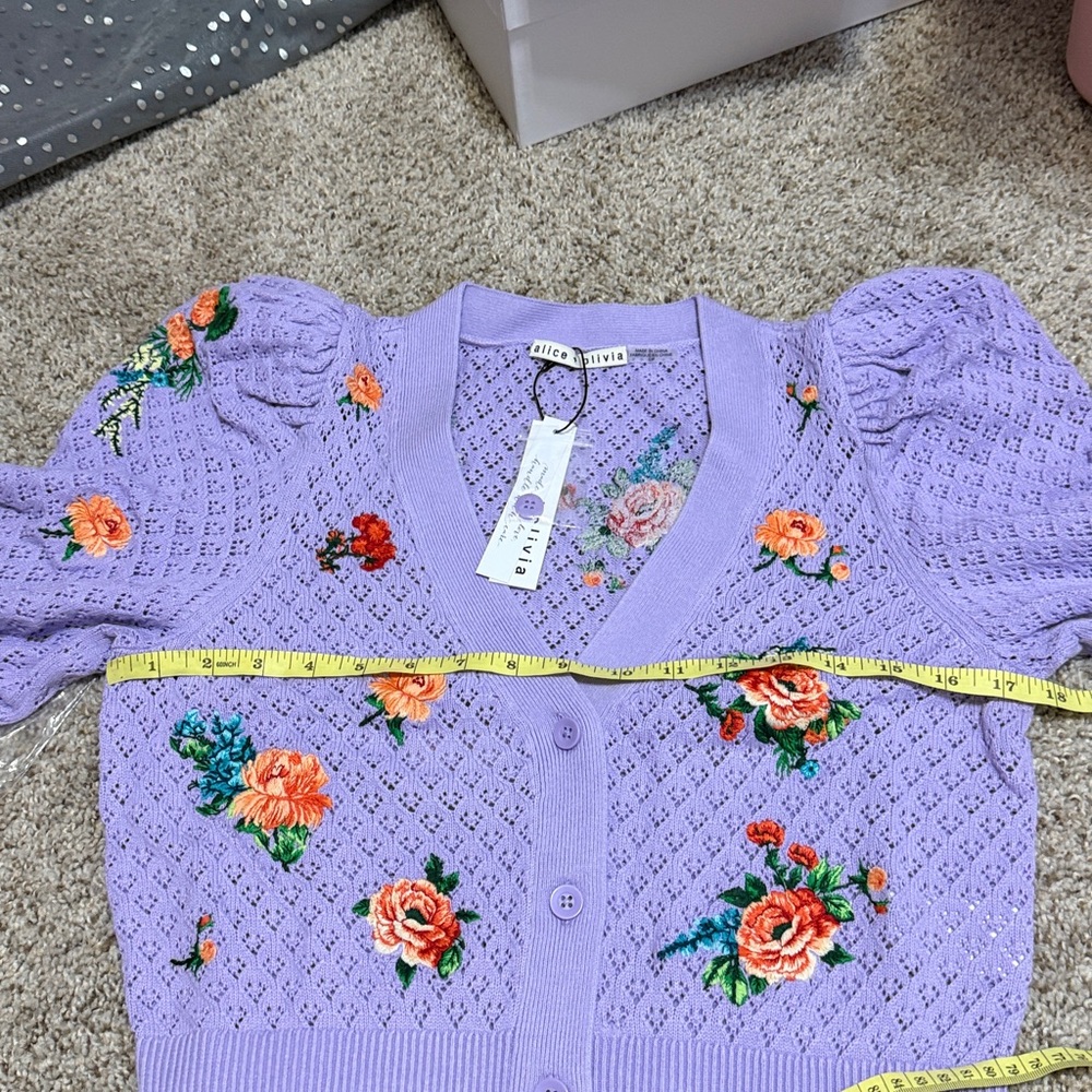 Alice + Olivia Morita Puff Sleeve Cardigan - Picture 8 of 8